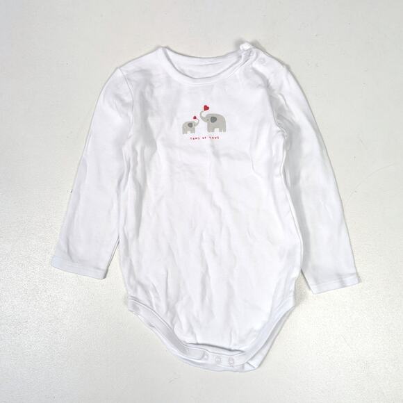 Janie and Jack Onesie Girls Sz 18-24m Elephant Valentines Day White Long Sleeve - Picture 1 of 4